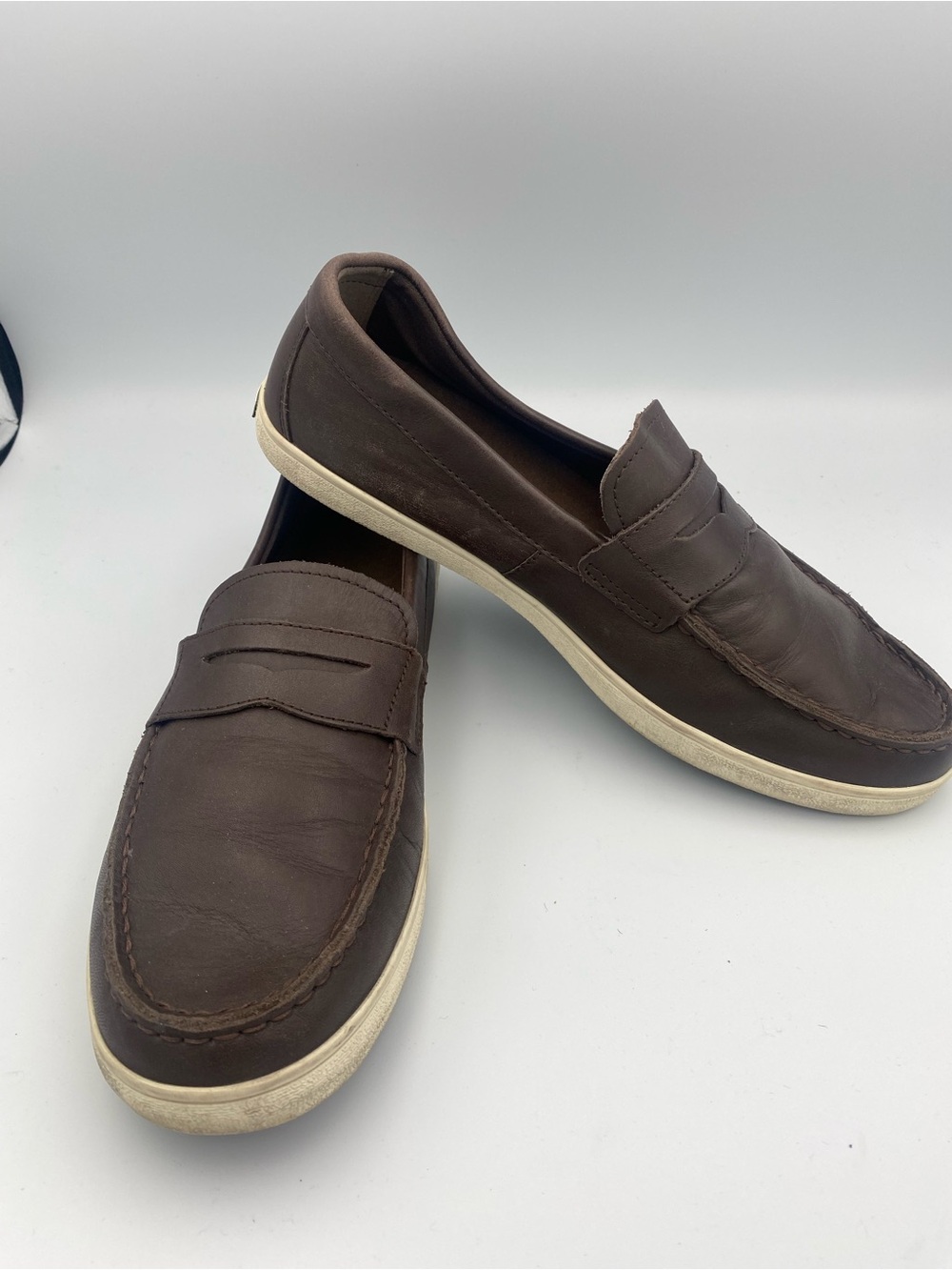 Cole Haan Brown Leather Slip-On Penny Loafers